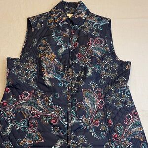Talbots petite small Paisley Quilted Vest